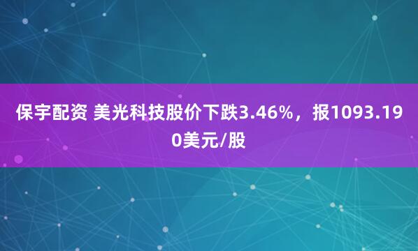 保宇配资 美光科技股价下跌3.46%，报1093.190美元/股